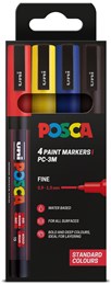 Posca Pc-3M Paint Markers Fine Standard Colours - Set of 4