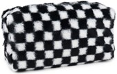 Checkered plush Black/White Pencil Case  