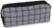 Woven Check Pencil Case - Grey