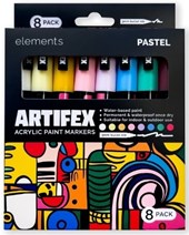 Elements Artifex Acrylic Paint Markers 2-3mm Pastel Sets - Pack of 8