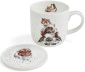 Wrendale Piggy in the Middle Mug 11 oz & Coaster Set 