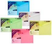 Snopake Foolscap Polyfile Popper Wallet with Index Tab (Pack of 5) Classic Assorted