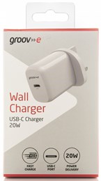 Groove USB-C Mains Charger 20W Power Delivery - White